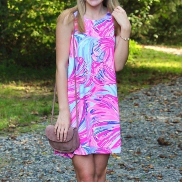 Lilly Pulitzer Jackie Shift Silk Sleeveless Mini Dress in Oh My Guava XXS - Picture 1 of 8